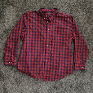 Nautica Shirt Adult XXL Red Plaid Long Sleeve Casual Button Up Pocket Mens 2XL